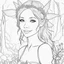 Placeholder: realistic FAIRY, "Moonlit Forest, "adult, face view, cute, smile, beautiful, full view, realistic, coloring page, only draw lines, coloring book, clean line art, –no sketch, color, –ar 3:4, white background, minimalistic black lines, minimal black color, low level black colors, coloring page, avoid thick black colors, thin black line art, avoid colors, perfect shape, perfect clear lines,