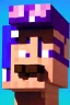 Placeholder: a portrait of a purple square face, Minecraft look, cute, farmer look, 2d, large pixel style