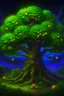 Placeholder: Hearthstone art, druid farmer growing fruit trees containing an ydillic scenery dark background