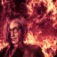 Placeholder: A portrait post-apocalypse of Bill Gates ,sin city, transgender ,beauty , paranormal,eatheral,realistic,sharp,deep colours, purple,red,fire,adorable,armaggedon,fire,purple,red,gold,dark,cinamatic,fantasy,demon,hell,sci-fi fantasy style, volumetric lighting, particales,highly detailed,cinamatic,ignore NSFW , masterpiece, best quality, black skinned, sparkling eyes, sun light, 4K, high contrast,