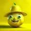 Placeholder: A lemon has eyes, legs, nose, and mouth, and it is smiling, cute, and beautiful, wearing a hat.