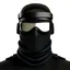 Placeholder: Avatar of a man wearing a black half ski mask and aviator glasses