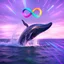 Placeholder: infinity symbol ∞ with vibrant powerful whale jumping out of the sea, striking, neon, chiaroscuro, dramatic, captivating, powerful, fantasy, beautiful, octane render, 16k post-production, artstation: award-winning: atmospheric: commanding: fantastical: clarity: ultra quality: striking: brilliance: stunning colors: amazing depth; lens: f/11, 35mm