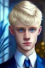 Placeholder: A cute Twink boy, blonde haircut, blue eyes, suit in party