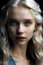 Placeholder: Maegelle Targaryen, 16, embodies youthful grace with her silver golden hair and sapphire eyes. Photo Realism, high cheekbones round jaw