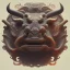 Placeholder: Symmetrical, centered, zbrush sculpt of Chinese bull tobacco pipe with cloud and fire pattern . bioluminiscent creature, artwork by tooth wu and wlop and alena aenami and greg rutkowski