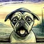 Placeholder: hand draw cool pug illustration cool clothes , cap written DUBAI