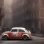 Placeholder: an old volkswagen car ultra realistic,wide body , rally concept, 4k ,on street,8k resolution, high-quality, fine-detail, parked in crowded city winter wide body