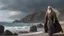 Placeholder: The stately and wise sorcerer named Pealda Stormbringer is walking on a rocky beach looking at a stormy ocean. He is dressed as a lord. He has grey hair and a white beard. beautiful light brown leather gloves. no jewelry. everything is intricately sculpted, exquisite realism, fantasy art, identical eyes, perfect face, Hyperrealistic, splash art, concept art, mid shot, intricately detailed, color depth, dramatic, 2/3 face angle, side light, colorful background