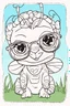 Placeholder: Outline art for cute coloring pages with insect butterfly with glasses, full body, white background, sketch style, only use outline, clean line art, no shadows and clear and well outlined.