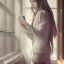 Placeholder: female student studying by the window, anime style,perfect face, cool face, ultra detail, unreal engine 5, cinema4d, sun light, studio lighting --ar 1:1 --v 4