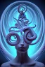 Placeholder: Spiritual being with Tentacles over human Head creating reality around, wrapping Spiral around Human, Psychedelic