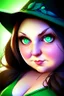 Placeholder: chubby cartoon gaming witch green eyes