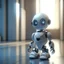 Placeholder: joyfull cute chat robot in hall, 8k, down-light, soft light, depth of field, photo realism, trending on art station, high detail