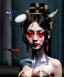 Placeholder: Surreal, steampunk , , cabaret scene. Geisha Asian woman. Sweat a lot, Birds, Feather, smoking, happy, hot, color fog, people background, highly detailed, concept art, unreal engine 5, god rays, ray tracing, RTX, lumen lighting, ultra detail, volumetric lighting, 3d, finely drawn, high definition, high resolution.