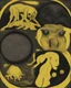 Placeholder: strange, yellow, black, and creature Circular shape , meme