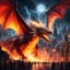 Placeholder: A colossal dragon bursts forth in a fantasy cityscape, its fiery breath illuminating the night as onlookers stand mesmerized by the mythical spectacle.