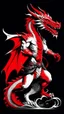 Placeholder: Dragonman art illustration black background red and white color full body