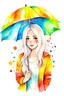 Placeholder: White haired girl with watercolor umbrella