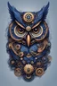 Placeholder: Portrait of an owl, steampunk, indigo blue, colorful, illustration, highly detailed, simple, smooth, and clean vector, no jagged lines, vector art, smooth, made all with grey colored gears inspired by future technology