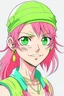 Placeholder: one piece style mullet girl pink green character