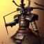 Placeholder: robot samurai, Ukiyo-e art, Colorful, vibrant, full of details