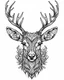 Placeholder: realistic deer head tattoo idea, line art, background, vector, svg, black outline on white background, leave plenty of white space beetween lines for coloring, tattoo style, tattoo idea,full body, minimalist