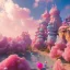 Placeholder: pink landsacape with multicolored crystals falling from the sky, full of details, smooth, bright sunshine，soft light atmosphere, light effect，vaporwave colorful, concept art, smooth, extremely sharp detail, finely tuned detail, ultra high definition, 8 k, unreal engine 5, ultra sharp focus