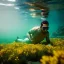 Placeholder: Erol Evgin underwater with yellow flowers for hair, closed eyes, rtx, reflection, 8k, glow, winning photography, caustics