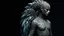Placeholder: híbrido humano con cuerpo cubierto de plumas metálicas