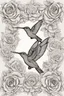 Placeholder: Mandala of blooming roses coupled with hummingbird details, mature coloring artwork, contour, vector, clean line art, white background, detailed, black and white, in the style of kalamkari design