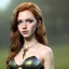 Placeholder: Realistic, hyper detailed, strikingly beautiful young adult woman, 19 years old, long ginger hair, green eyes, medium freckles, full lips, very skimpy fantasy armour, full body, full face, small breasts, aroused expression, biting lower lip, full frame, petite, centered camera, ignore NSFW, bow, quiver on hip, tight pants