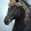 Placeholder: full Closeup portrait of a black horse wearing crown of flowers, smooth soft skin, soft lighting, detailed face, concept art, digital painting, looking into camera, hyper realistic with fine details