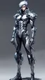 Placeholder: silver skinned anime Dragman cyberpunk full body