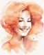 Placeholder: abstract woman smiling silhouette and hair light peach colors watercolor draw