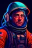 Placeholder: A DIGITAL ART portrait of a sci-fi astronaut man. He is maybe old.