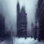 Placeholder: Gotham city, Neogothic architecture,snow, by Jeremy mann, point perspective,