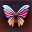 Placeholder: symetry!!, butterfly!!, view from a side, wings waving, logo, NFT, futuristic, colorful, curves, lines, shadow, simple, gradient