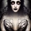 Placeholder: portrait of beautiful gothic woman with thick spiderwebs on face, dark, runny mascara, 8k, high-quality, fine-detail, black hair, intricate, sharp, crisp, digital art, detailed matte, illustration, octane render, brian froud, howard lyon, Anne Dittman, Anne Stokes, Lisa Parker, Selina French