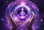 Placeholder: kundalini, connected to the universe, purple galaxy, holding universes in glass balls in hands around