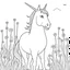 Placeholder: coloring page, cute unicorn, Unicorn in a Meadow, full view, realistic face, only draw lines, coloring book, clean line art, –no sketch, color, –ar 3:4, white background, minimalistic black lines, minimal black color, low level black colors, coloring page, avoid thick black colors, thin black line art, avoid colors, perfect shape, perfect clear lines,