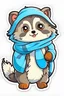Placeholder: cute blue fur tanuki girl with a scarf sticker
