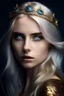 Placeholder: Woman queen gold silver hair blue eyed