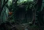 Placeholder: Old wood hideout, vines, magical, dark old forest, mist, dungeons dragons