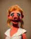 Placeholder: waitress woman muppet head, skin body, skin arms, concept art, retro style, smooth, unreal engine 5, god lights, ray tracing, RTX, lumen lighting, ultra detail, volumetric lighting, 3d.