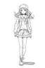 Placeholder: outline art for cute girl with full body and korean fashion styles white background, sketch style, only use outline, clean line art no shadows and clear and well outlined