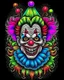 Placeholder: Colorful Scary Clown tattoo design, traditional tattoo style, t-shirt design, fantasy art, digital painting, clean dark background, 8K