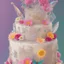 Placeholder: torta di compleanno brillante e luminosa, trasparente bellissima, cristallina, con diamanti, fiori, farfalle glitter, cristalli swarosky, fiori, colori delicati e luminosi 4K, 8K