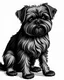 Placeholder: A line art of a dog (Affenpinscher). make this black and white and a bit filly. make the full image. make full body.