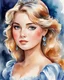 Placeholder: Watercolor painting of Cinderella, pretty face, front view, lovely glowing eyes, watercolor painting style, watercolor painting, watercolor paper, beautiful painting, masterpiece, detailed watercolor painting, best quality, high detailed, high quality, 8k.